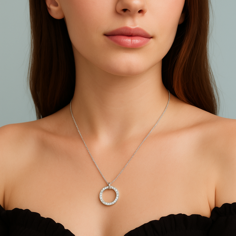 Round Lab Grown Diamond Circle Necklace